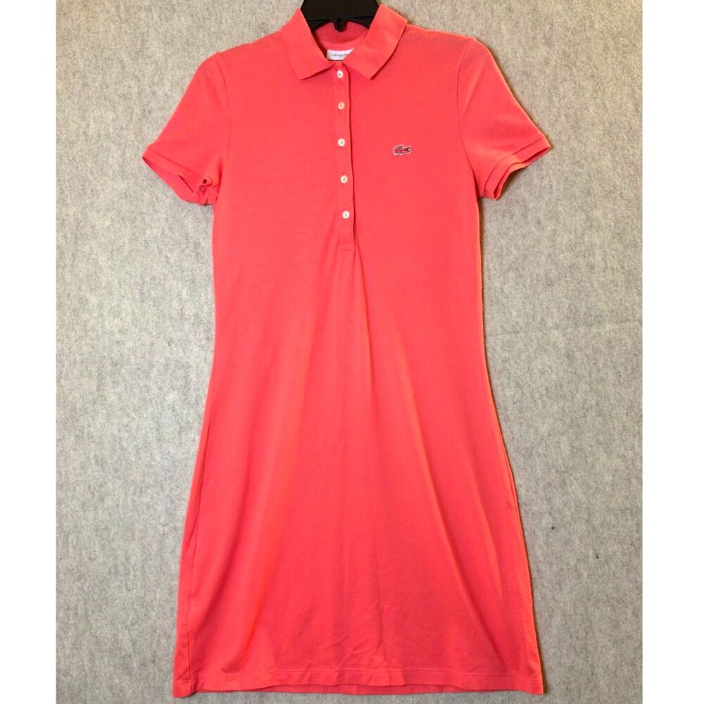 Lacoste Polo Dress Women’s 38 / US 6 Coral Pink Slim Fit Tennis Golf Preppy